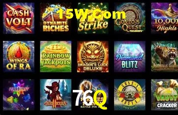 Tela de boas-vindas e lobby de jogos do aplicativo 76Q
